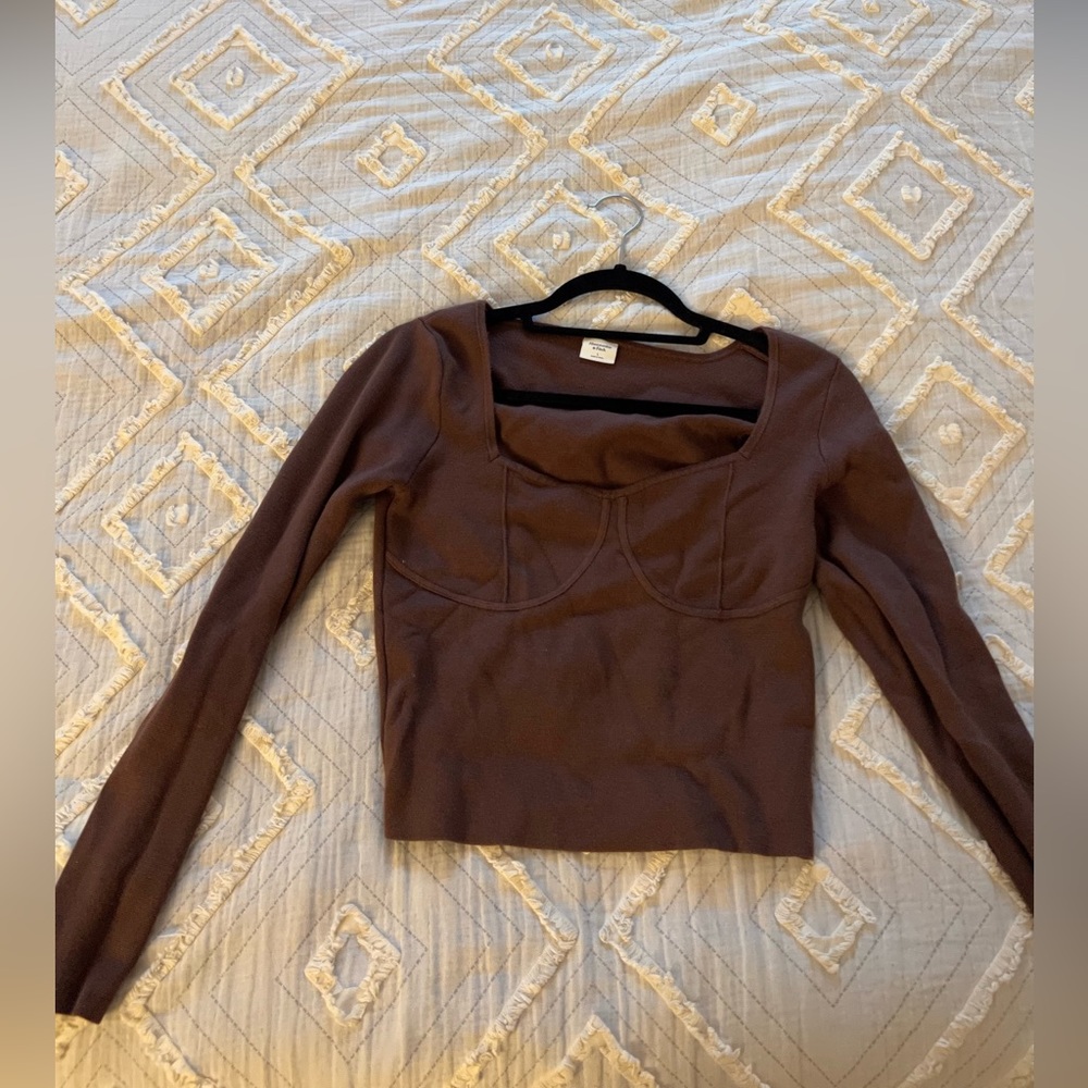 Abercrombie slim corset sweater in brown
